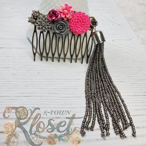 Spunky alternative hot pink and gray hair comb